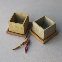 silicone planter pot mold candle cup concrete mold square flower pot mold cement vessel molds pot mold set withtray mold
