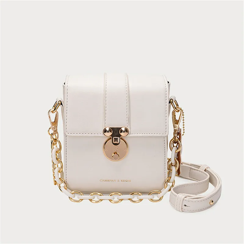 

2021 New Niche Box Bag Lock Mobile Phone Small Bag Chain Commuter Female Bag Solid Color Single Shoulder Messenger Bag