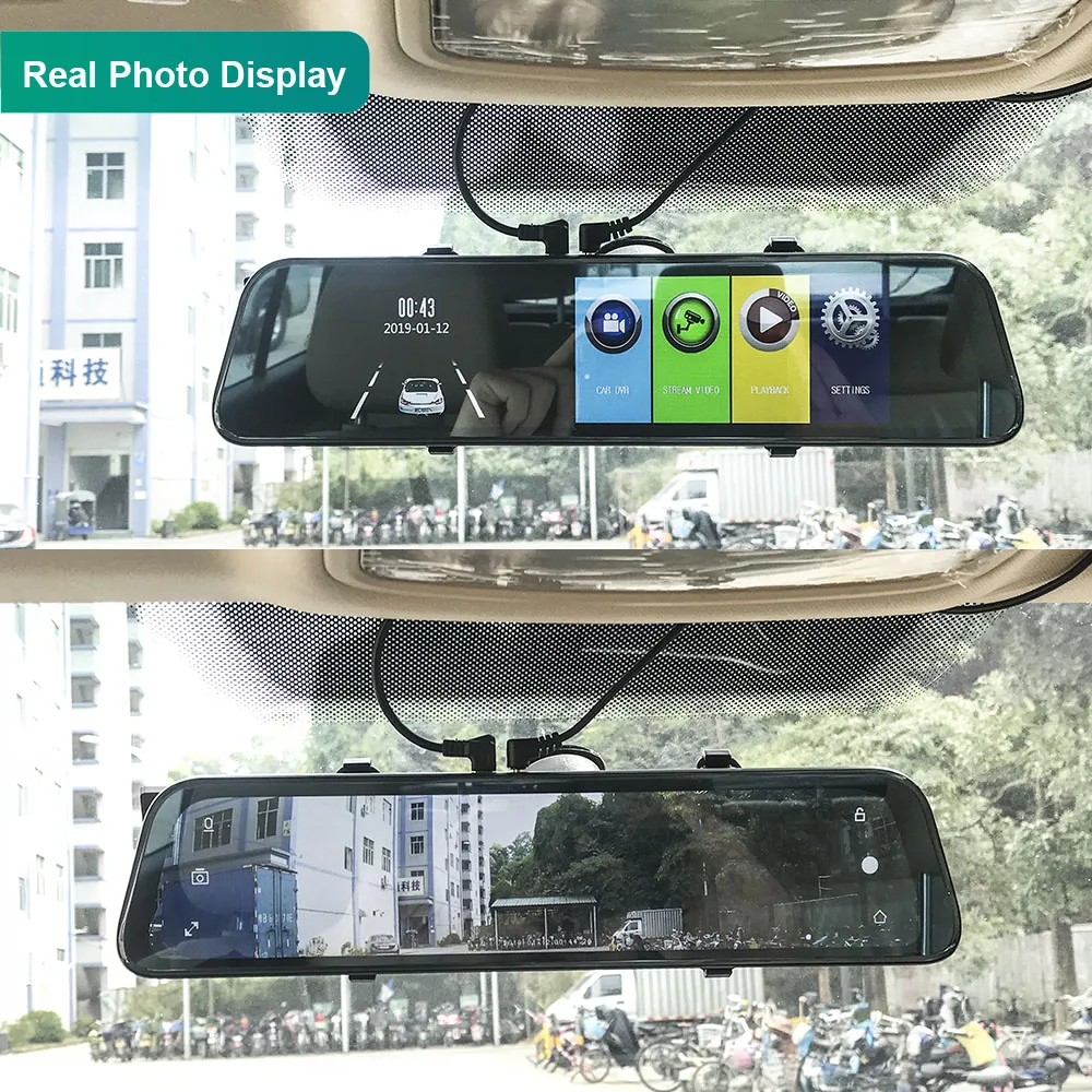 

HGDO 12" Car Dvr Stream Media Dash Camera Touch Mirror With 1080P Rear View Camera Video Recorder FHD Auto Registrar Dash cam