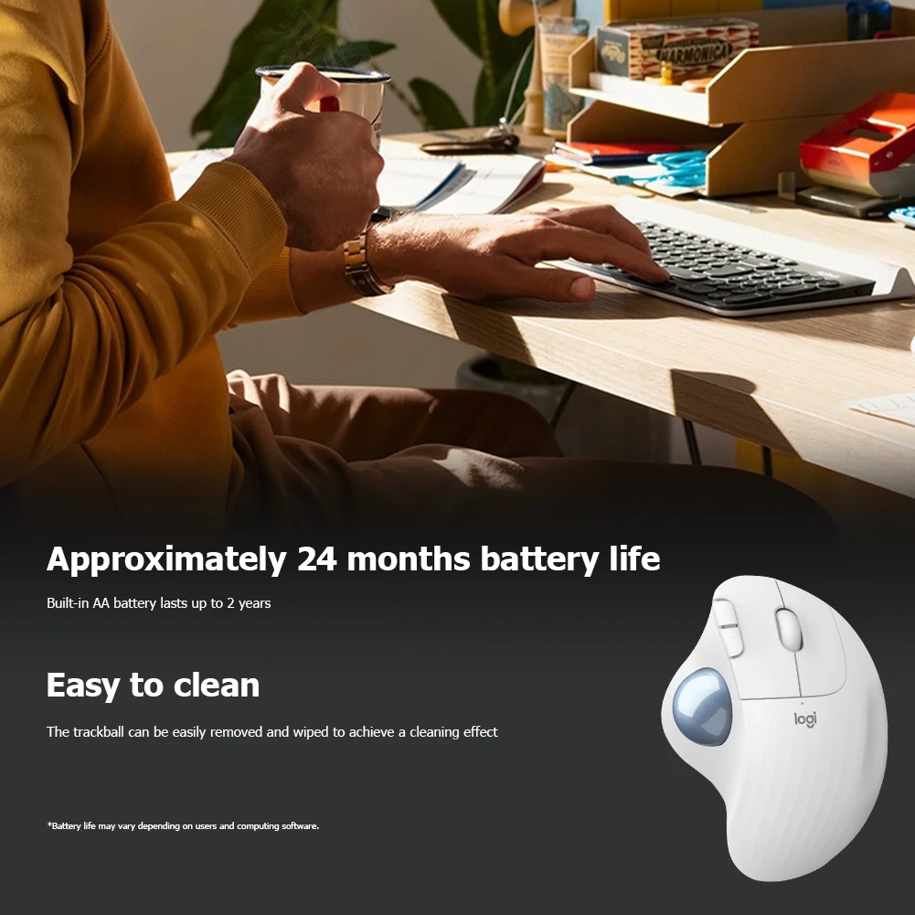 Logitech ERGO M575 Office Notebook Mice Mouse Pro Gamer Wireless Trackball Mouse Office Drawing Mice PC Accessories