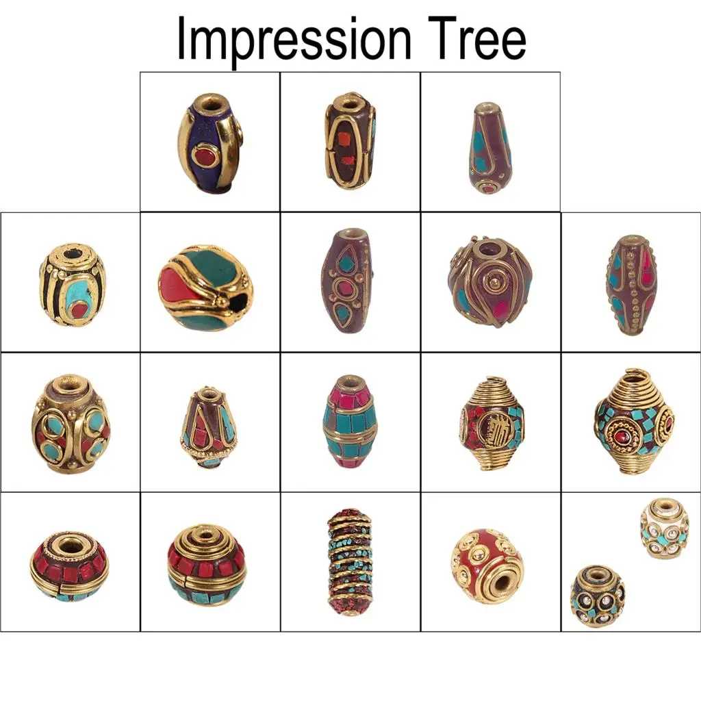 

Impression Tree Retro Handmade Barrel Nepal Beads Tibetan Spacer Copper And Clay Handmade For DIY Jewelry Component Making 27143
