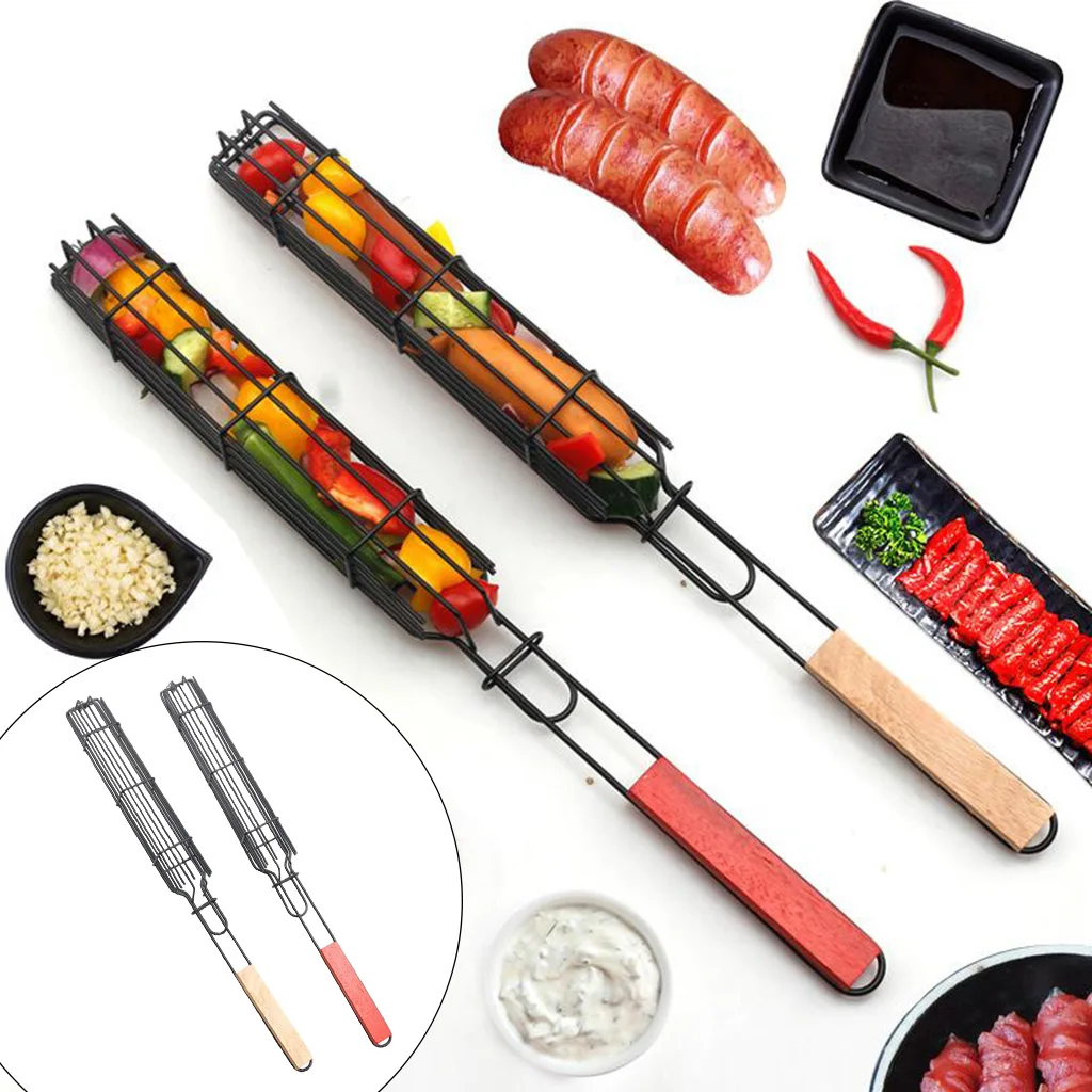Металлические антипригарные корзины для гриля Kabob кухонные аксессуары овощей |