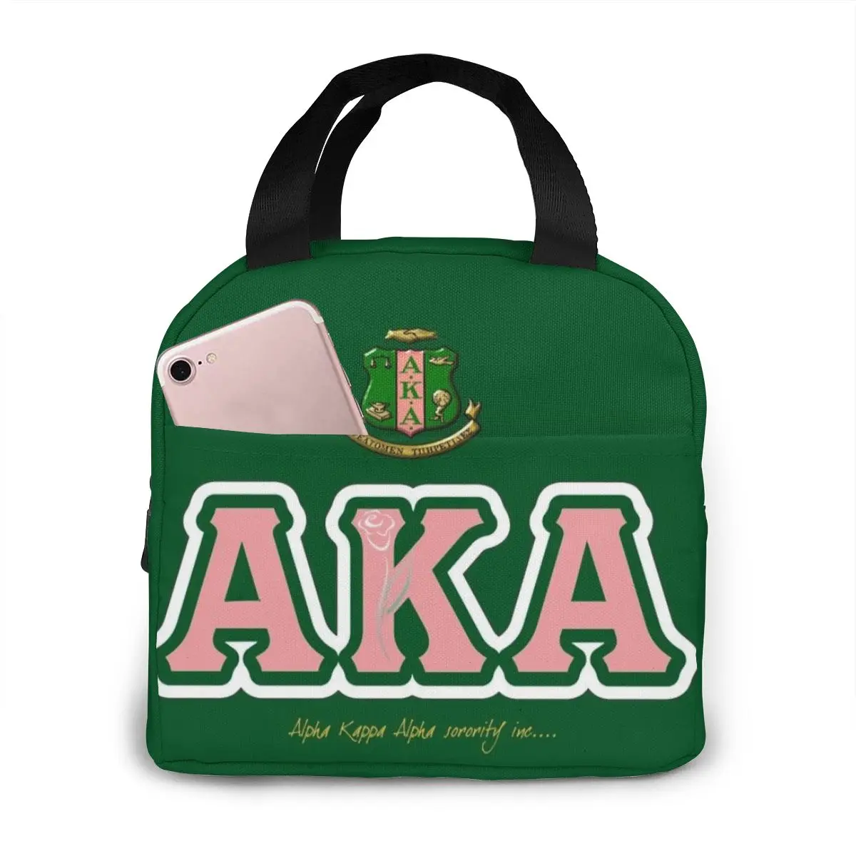 

Alpha Kappa Alpha AKA lunch bag kid women insulation portable waterproof picnic coole bag breakfast school reusable food bag New