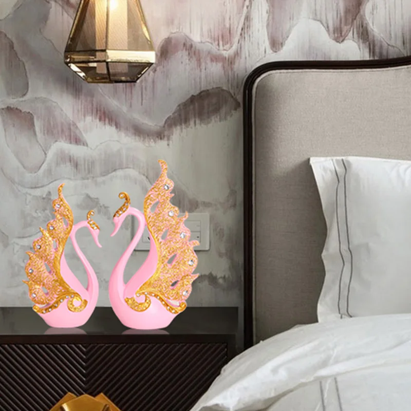 2 шт./компл. Статуэтка лебедя классический стиль изделия из смолы друзья