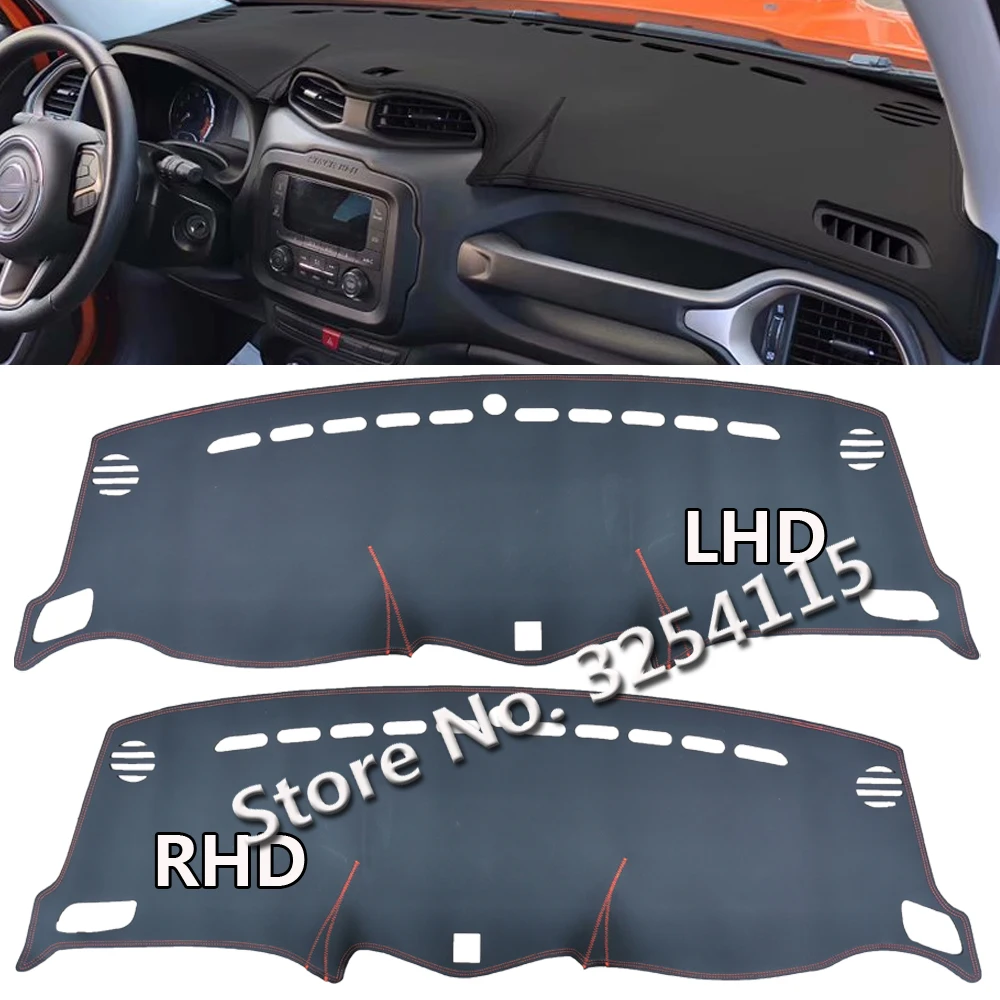 

For Jeep Renegade BU 2014 2015 2016 2017 2018 2021 PU Leather Dashmat Dashboard Cover Dash Mat Sunshade Carpet Car Styling Auto