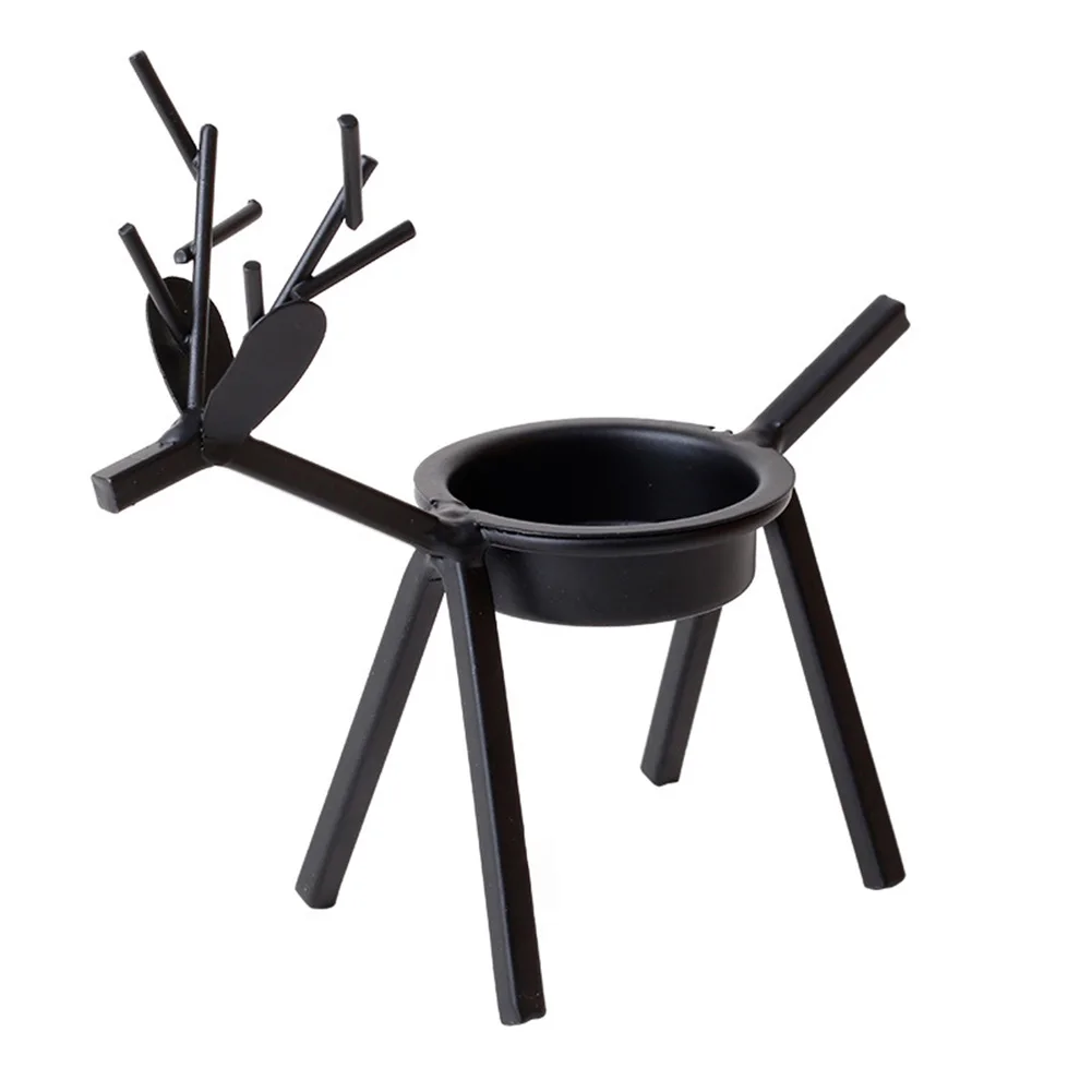 6pcs Candle Holders Xmas Home 14*13.5cm Rustic Christmas Reindeer Tea Light