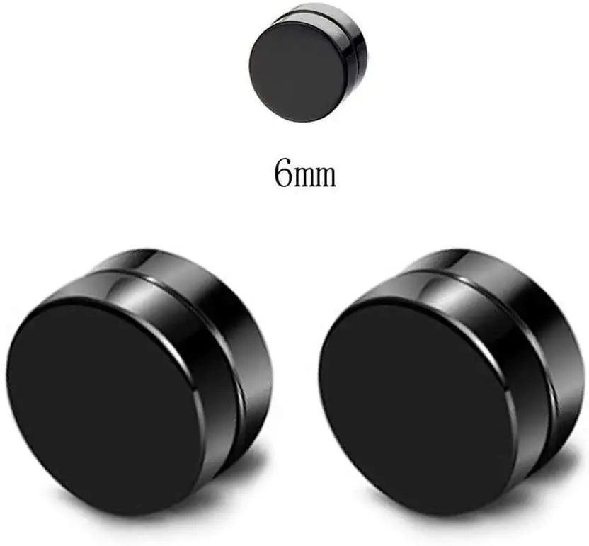 Магнитные черные круглые серьги-гвоздики Lvcky для мужчин и женщин клипсы без