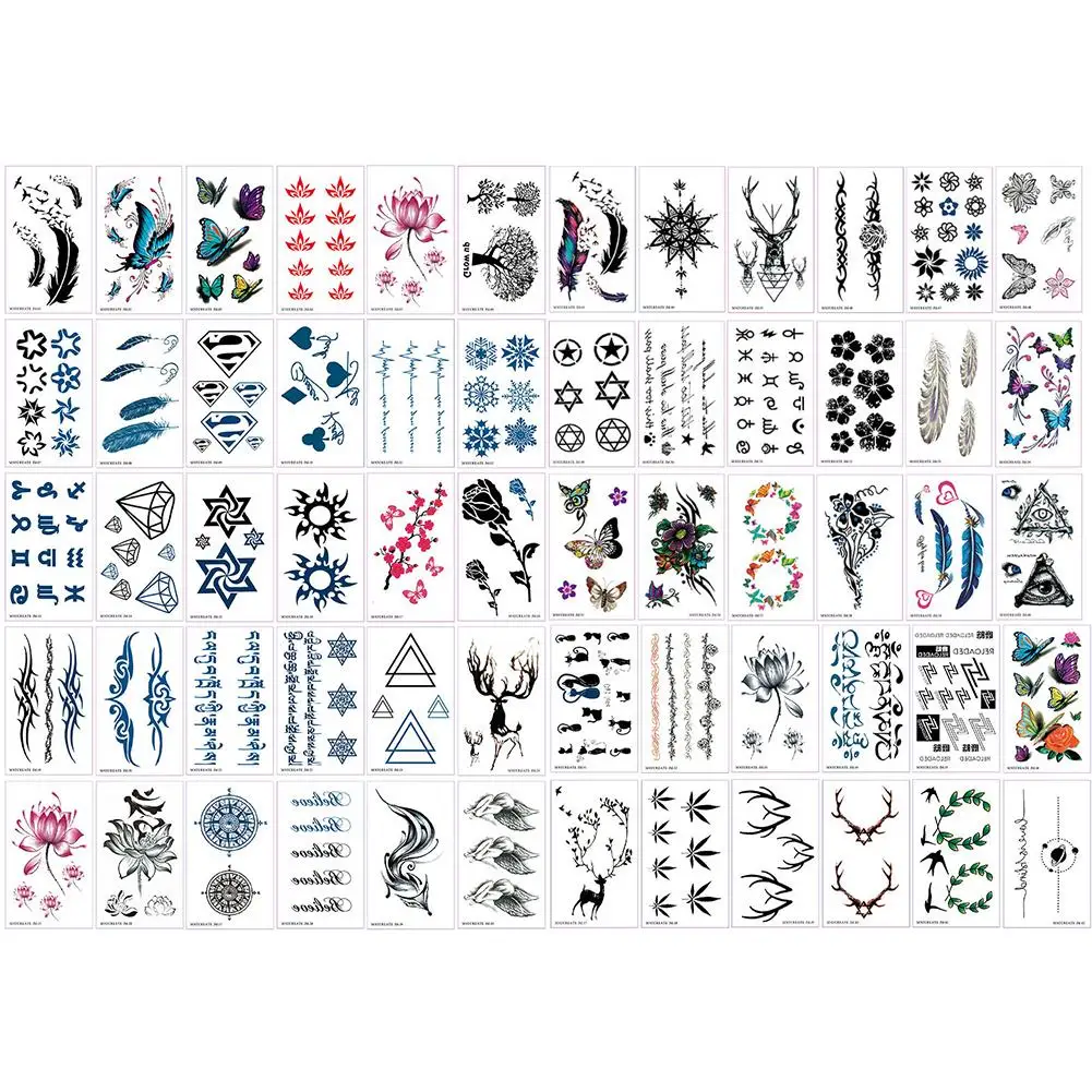 60 шт./компл. водонепроницаемые наклейки для татуировок мужчин женский боди-арт