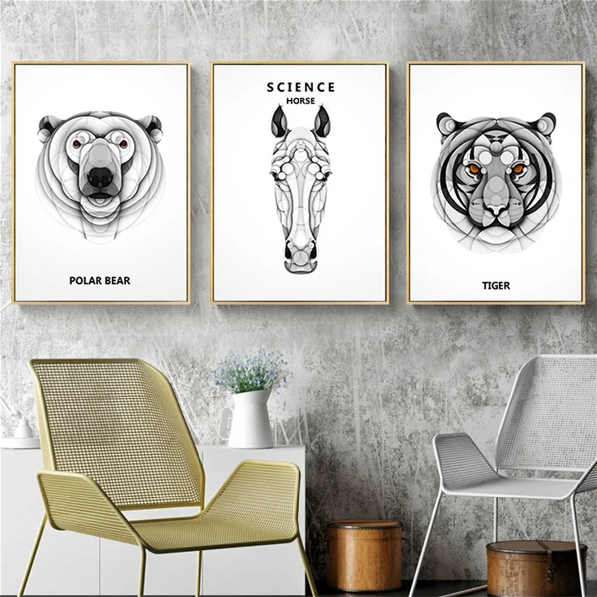 Nordic Polar Bear Horse Tiger Head Sculpture Canvas Poster Animal Picture Wall Home Art Decor | Дом и сад