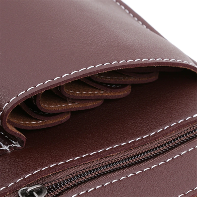 

PU Leather Rivet Hair Scissor Bag Clips Bag Hairdressing Barber Scissor Holster Pouch Holder Case with Waist Shoulder Belt Brown