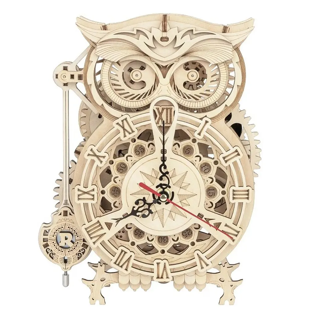 

Creative DIY 3D Owl Clock Wooden Model Building Block Kits Assembly Toy Gift for Children And Adult.
