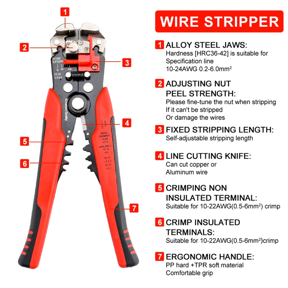Multitool Pliers Automatic Stripping Cutter Cable Wire Crimp