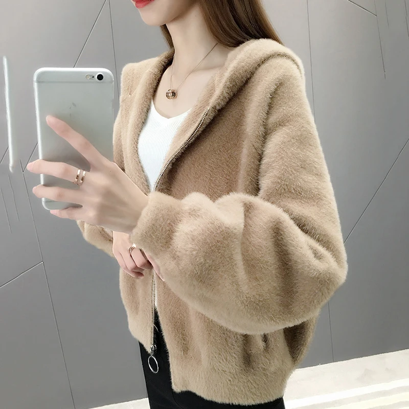 Имитация норки кашемировый свитер пальто для женщин 2020 Новинка весна осень