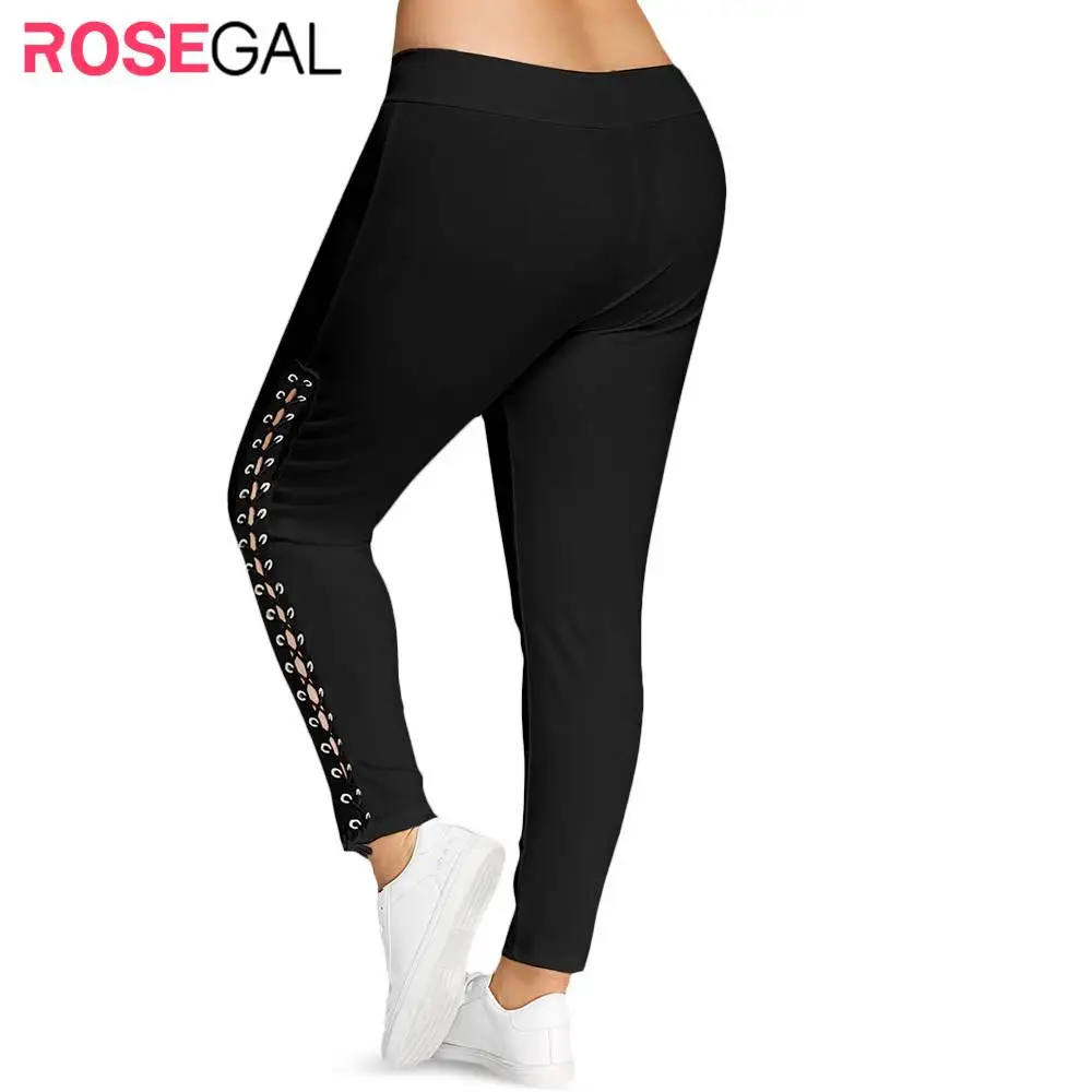 ROSE GAL Плюс Размер Узелок Леггинсы Узкие Женские Брюки Карандаш Черные уличная