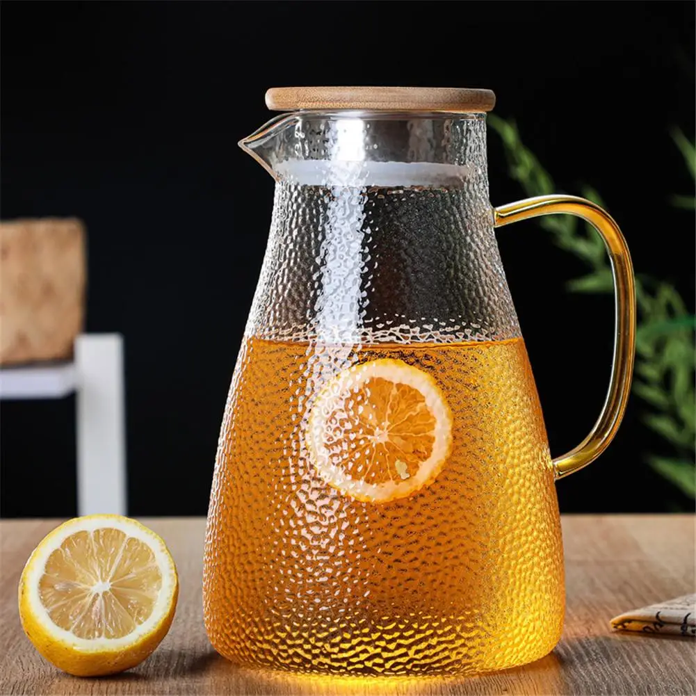Стеклянный кувшин 1 л большой вместимости для чая с крышкой бытовой стеклянный