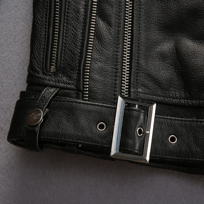 Приталенная Мужская мотоциклетная куртка с ремнем на молнии модная мужская