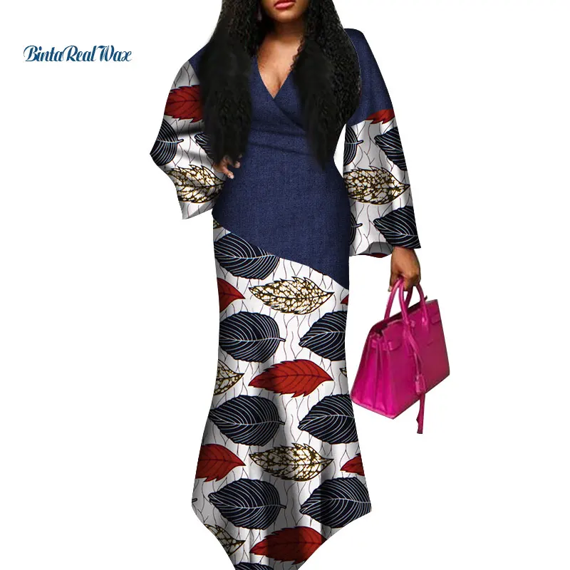 Сексуальные платья с V-образным вырезом африканская одежда Дашики африканские