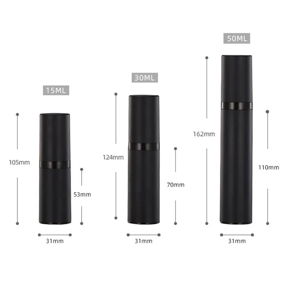 Пластиковая бутылка с насосом 15 мл 30 50 вакуумным для путешествий женский черный