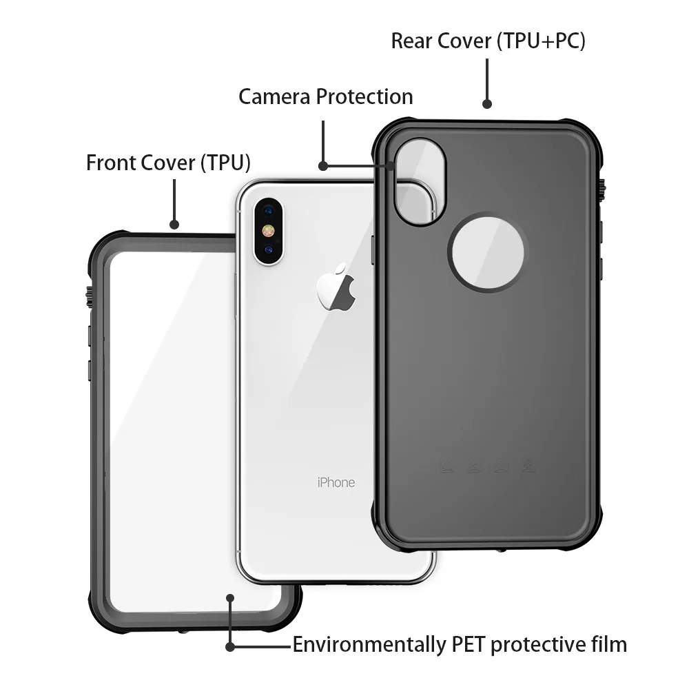 IP68 Водонепроницаемый чехол для iPhone SE X XS ударопрочный 7 8 6 Plus Дайвинг Плавание