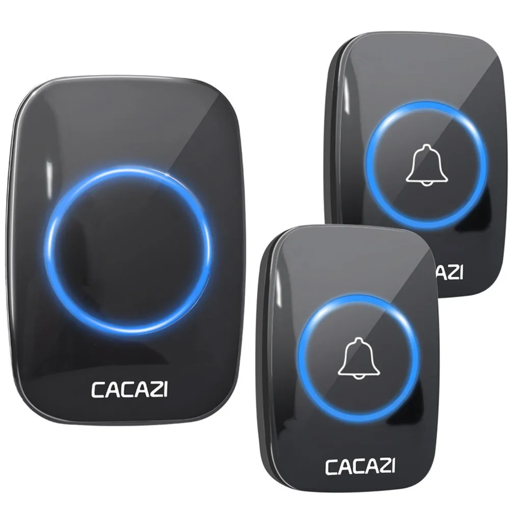 2 button 1 receiver CACAZI 60 Chime 110DB беспроводной дверной звонок Водонепроницаемый 300 м Пульт дистанционного управления ЕС вилка умный дверной звонок батарея 1 2 3 Кнопка 1 2 3 4 Приемник - Цвет: 2 button 1 receiver