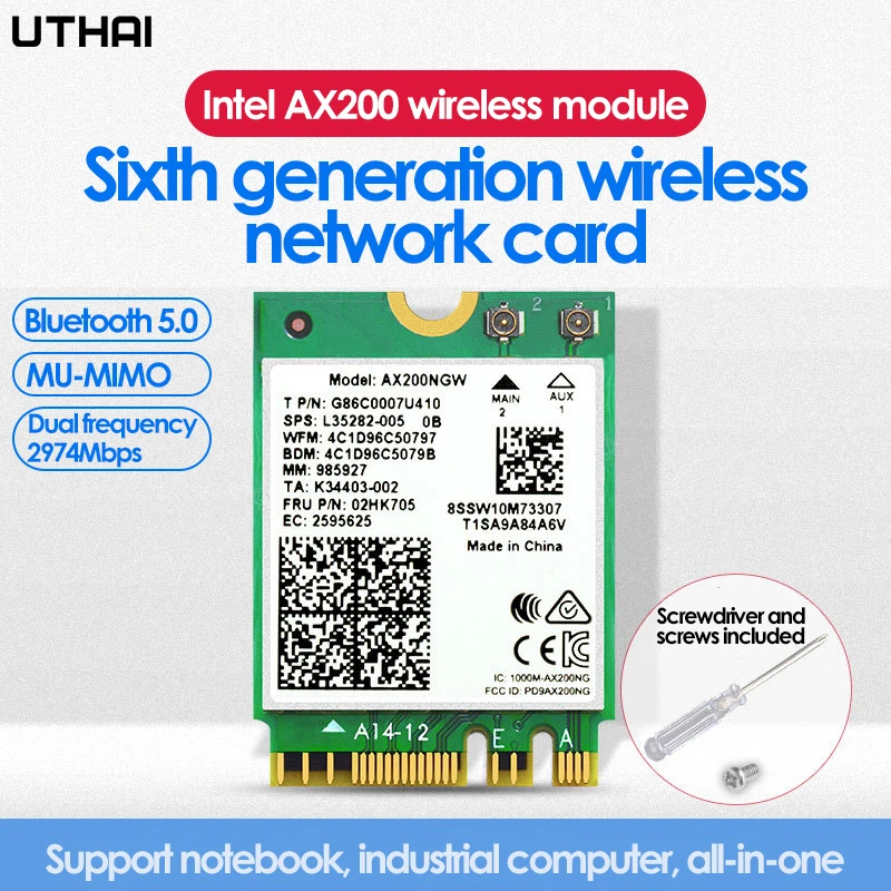 Беспроводной двухдиапазонный 2400 Мбит/с WiFi 6 для Intel AX200 NGFF M.2 Bluetooth 5 1 Wifi карта AX200NGW