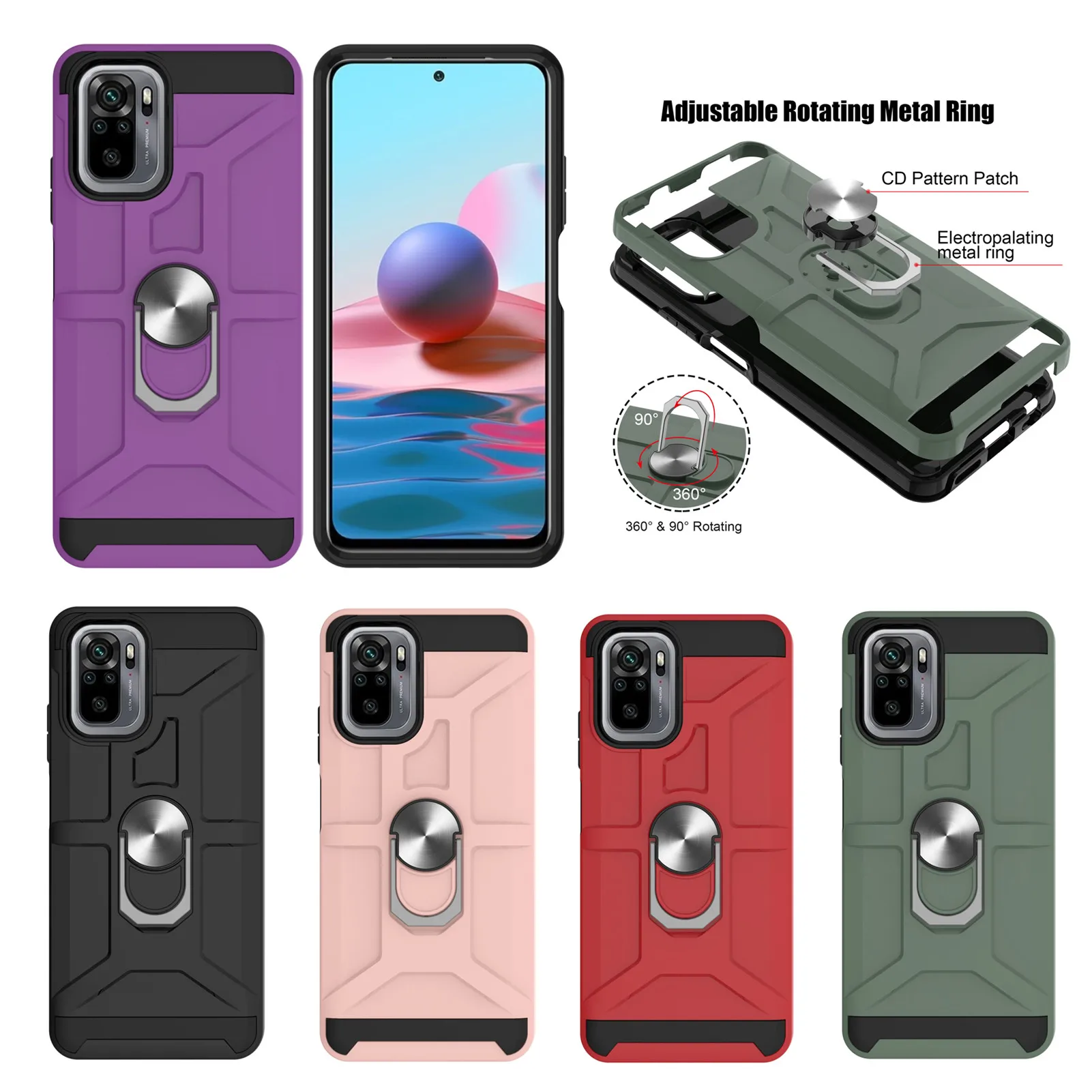 

Armor Case for Xiaomi Mi 10T Lite Pro POCOX3 NFC Redmi K30S 9A Note 10S Metal Ring Stand Phone Cover Shockproof Shell Capa Coque