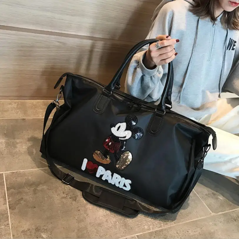 Фото Водонепроницаемая дорожная сумка с блестками и принтом Микки Мауса | Багаж сумки