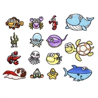100pcslot embroidery patch whale seahorse octopus sea animal kids clothing decoration diy iron heat transfer applique
