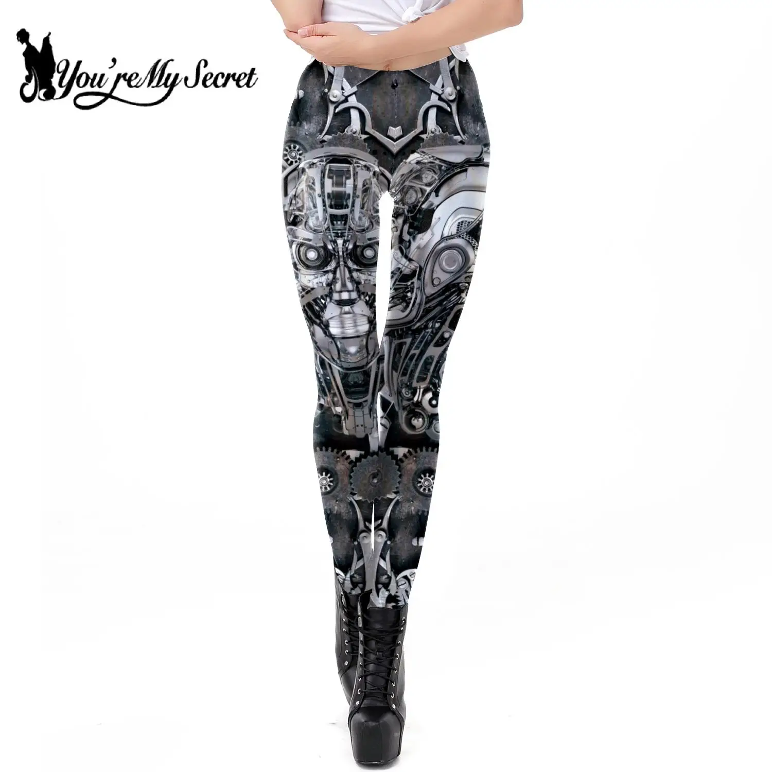 

[You're My Secret] Fashion Mid Waist Legging Steampunk 3D Printed Women's Leggings Slim Elastic Pant PUSH UP Fitness Leggin