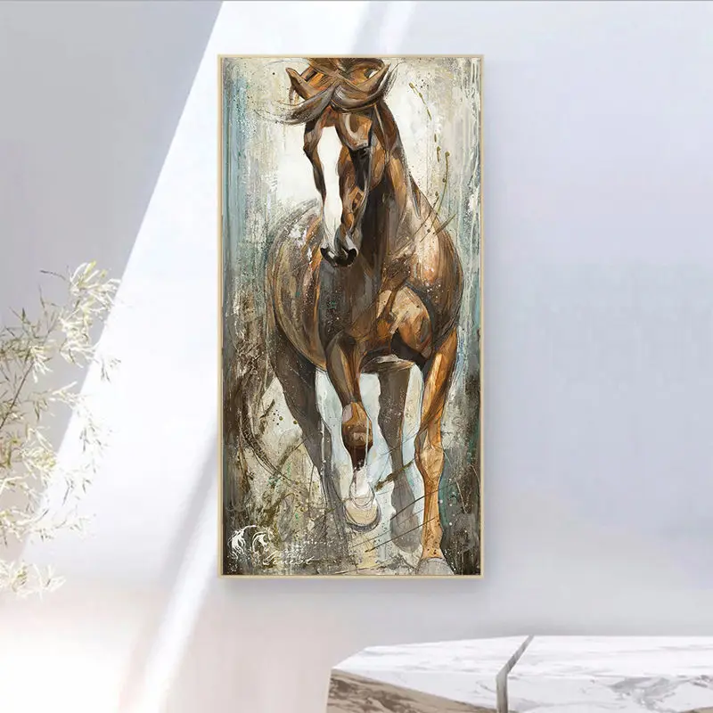 Современная вертикальная картина на холсте с изображением лошади, Cuadros Paintings на стене, домашний декор, постеры, печати, картины искусства без рамы.