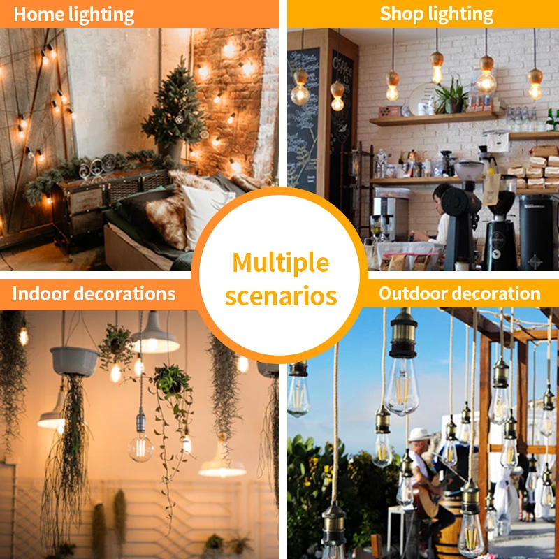 1PC JOSHNESE 220V WiFi Smart Filament Bulb eWeLink APP Remote Control 2700-6500K Dual-color Bulb E27 7.5W Dimmable Bulb
