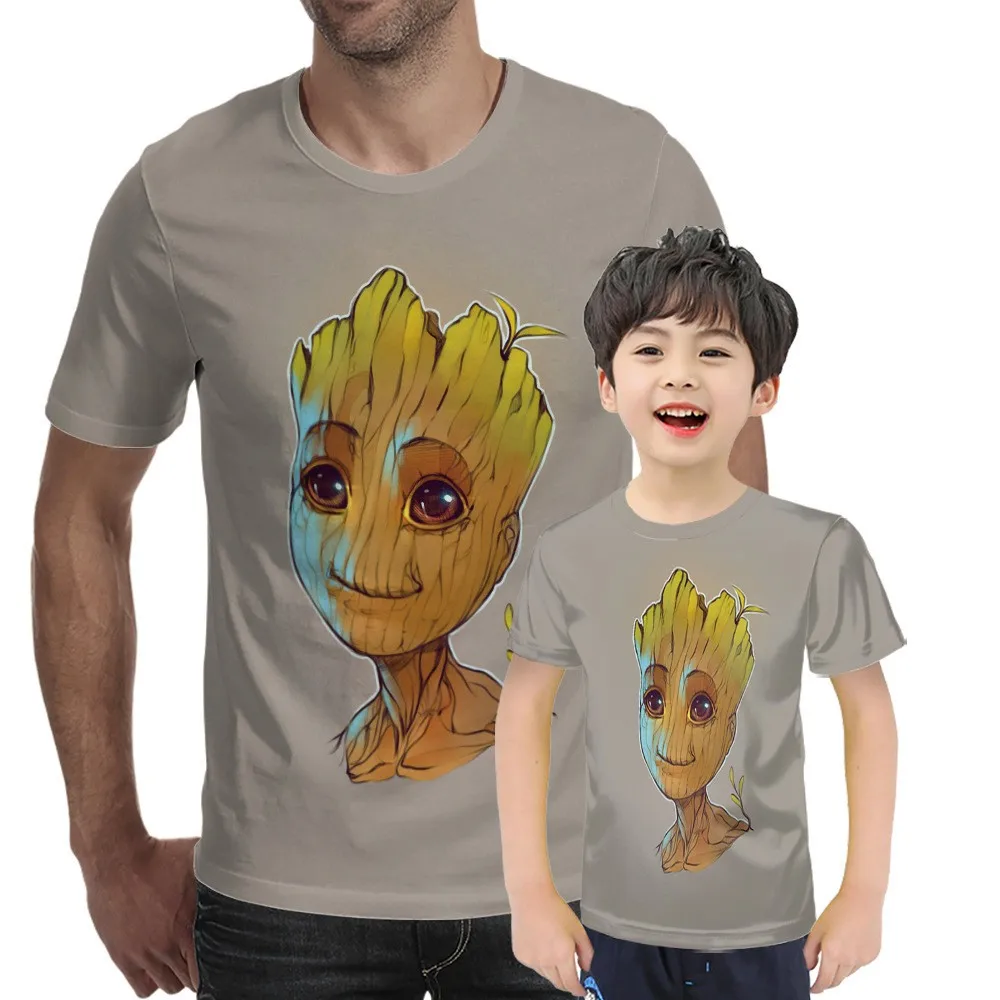 

Anime funny boy Groot T-shirt summer men's clothing 3D printing male and female children's funny Groot T-shirt
