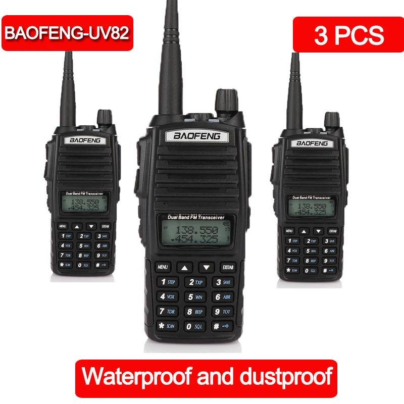 

3 pcs BaoFeng Walkie Talkie baofeng UV-82 Dual-Band VHF 136-174/400-520 MHz FM Ham Two Way Radio, Transceiver, Walkie-Talkie
