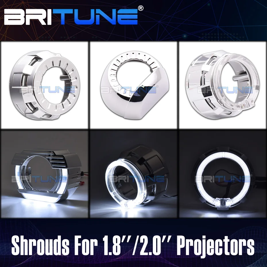 

1.8/2.0 inch Projector Shrouds Angel Eyes Retrofit HID LED Lens Headlight Lenses Dust Cover Bezels Car Light Accessories DIY