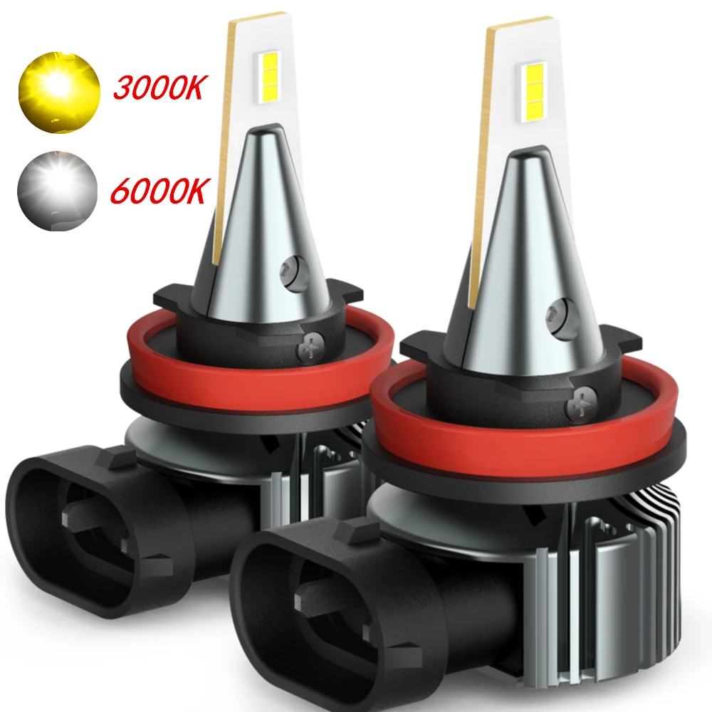 2 шт. 1500LM туман светильник светодиодный H8 H9 H11 3000 К 6500 DRL для Volkswagen VW Golf 4 5 6 7 GTI Passat B5 B6