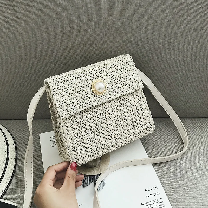 Женская модная соломенная сумка богемная ротанговая ручная через плечо