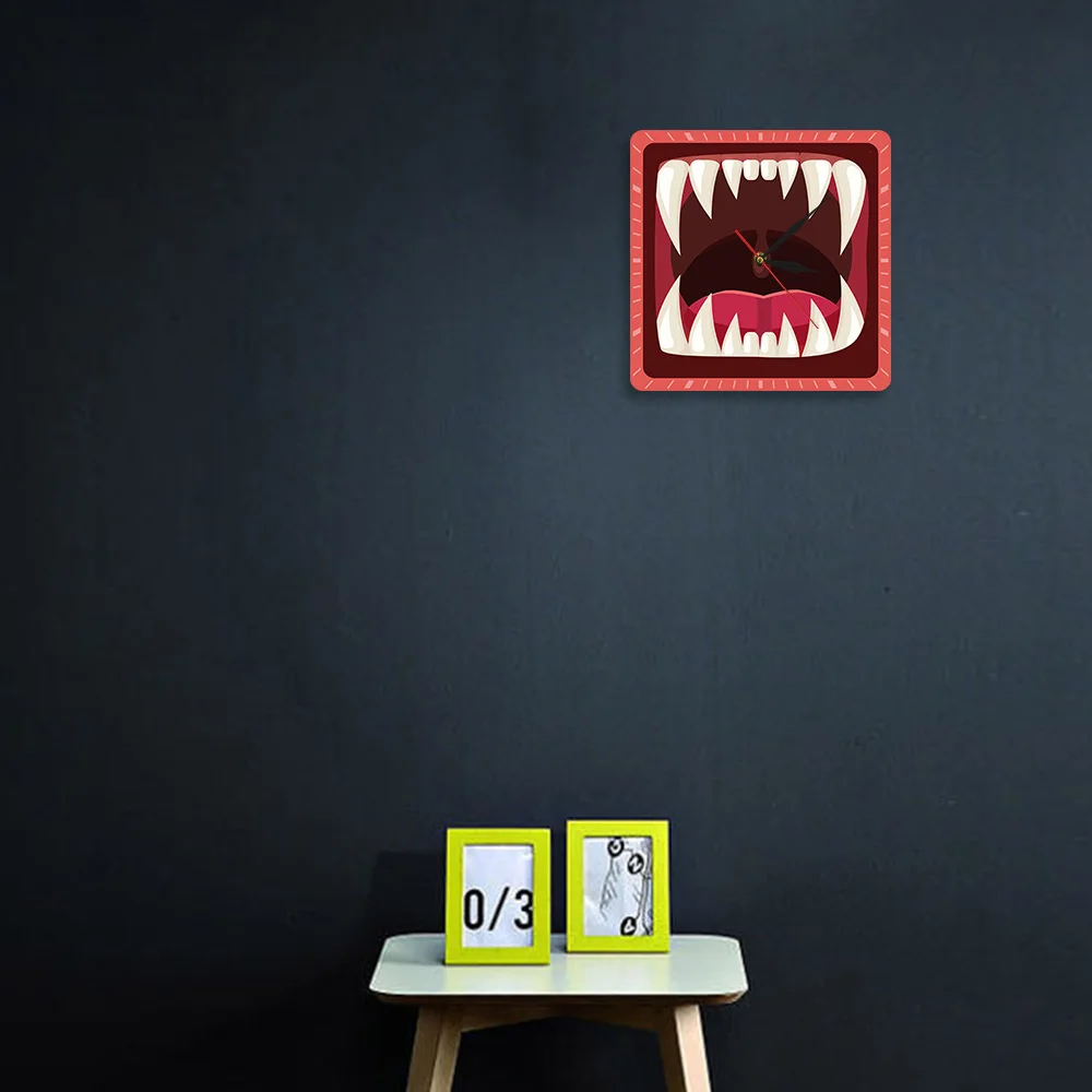Жуткий рот дети гостиная квадратные настенные часы вампир Дракула страшные