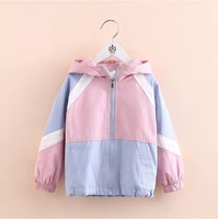 2021 spring autumn girls windbreaker coat jackets baby kids patchwork hooded outwear for baby kids coats jacket clothing