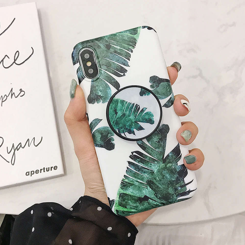 LOVECOM ретро лист стрейч Стенд чехол для телефона для iPhone 11 Pro Max XR X XS Max 7 8 6S Plus чехол мягкий IMD Телефон задняя крышка оболочка