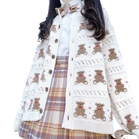 harajuku japanese cute bear knit cardigan sweater women spring loose kawaii jacket 2020 new oversize ladies sweaters mujer