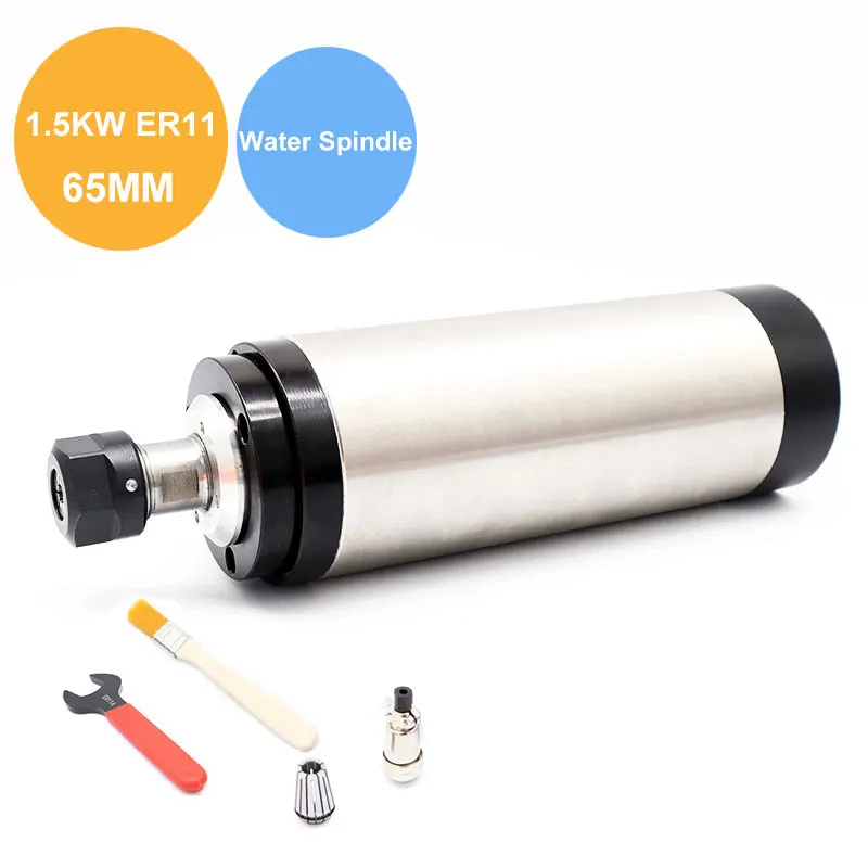 

1.5KW 65MM ER11 cnc Spindle 24000rpm Machine Spindle Motor Water Colling Engraving Milling Spindle 220v AC Spindle 4 Bearing