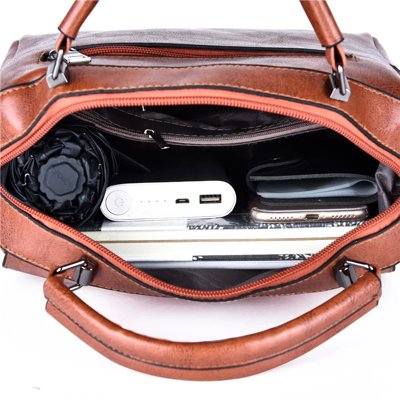 

Women's 2021 new pu leather soft fashion portable retro shoulder messenger bag