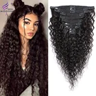 Современные волосы для индийского шоу, волнистые человеческие волосы для наращивания Remy, прямые перуанские волосы, 8 шт.компл., 120 г, натуральные черные волосы на заколках