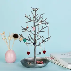 Сплав ювелирных изделий дерево Дисплей Стенд держатель Органайзер башня forподвеска серьги ожерелье кольцо хранения