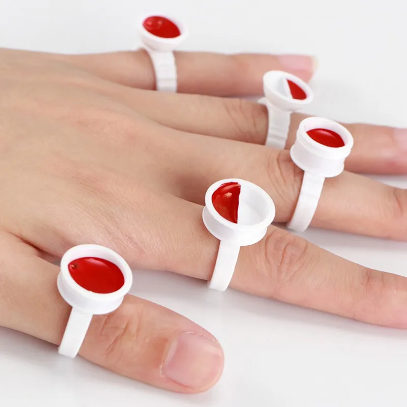 100 шт Одноразовые кольца для наращивания ресниц держатель клея контейнер пигмент