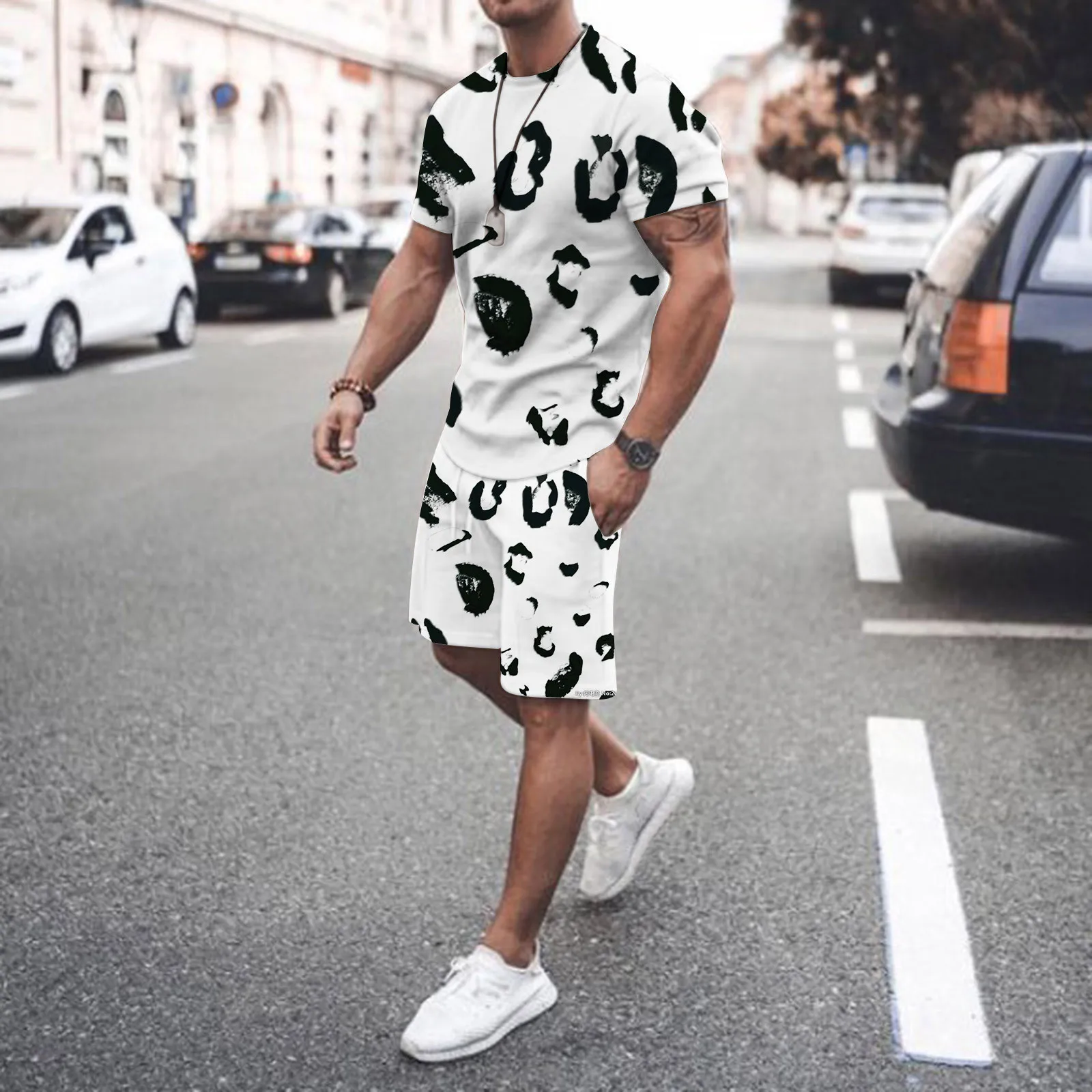 

Mens Summer 2-piece T-shirt Sets Beach Printed Short Sleeve Shirts & Shorts Pants Sets Fashion Casual High Quality T-shirt Sets