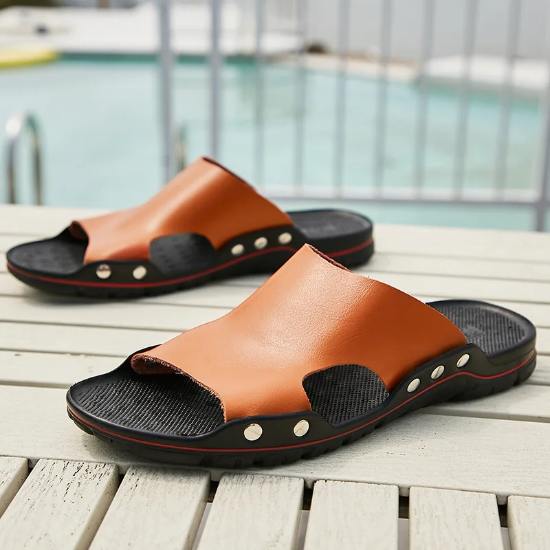 

Мужские сандалии, новинка весны 2021, Повседневная пляжная обувь, Нескользящие шлепанцы двойного назначения