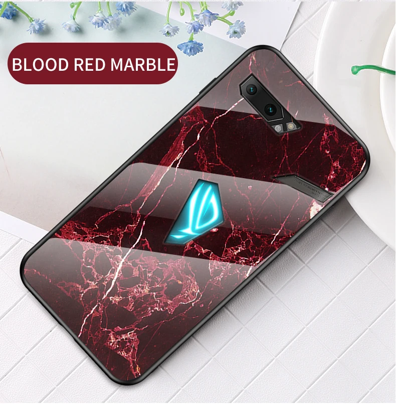Чехол для Asus ROG Phone 2 ZS660KL, роскошный стеклянный мраморный стеклянный гибридный мягкий силиконовый Жесткий Чехол для Asus ROG 2, чехол для телефона