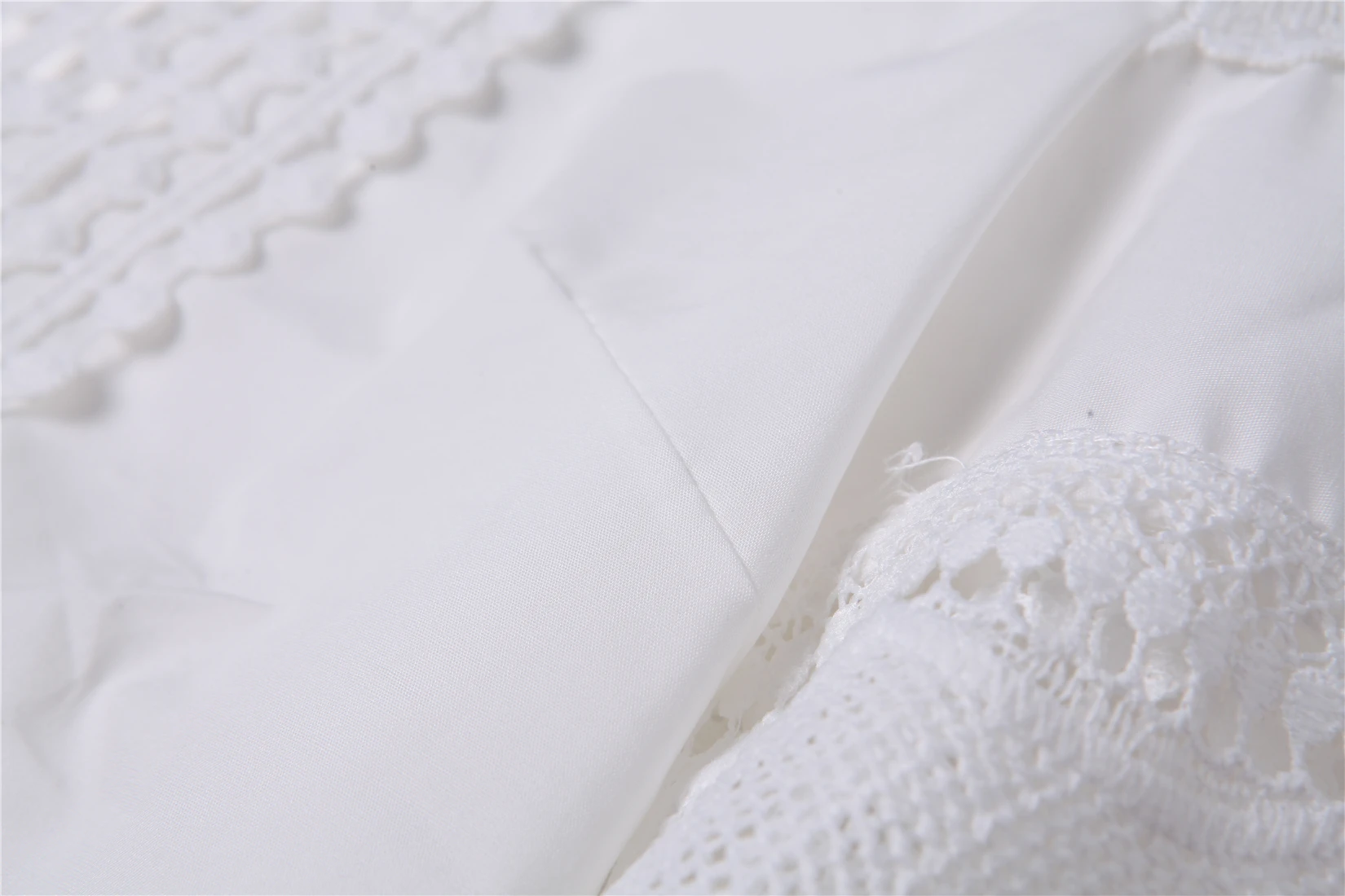 Новинка 2020 модная Женская Офисная кружевная рубашка с длинными рукавами белые