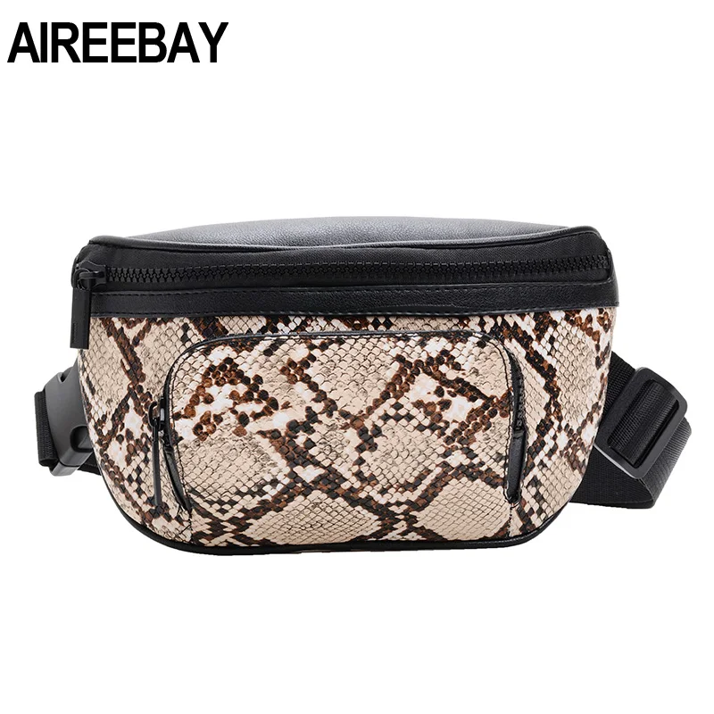 AIREEBAY Женская поясная сумка из змеиной кожи новая брендовая дизайнерская модная